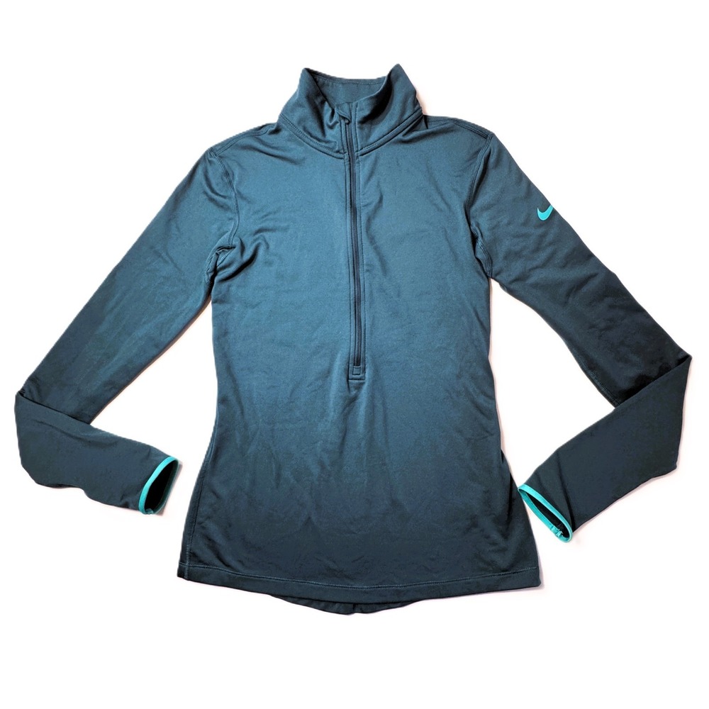 Nike Pro Hyperwarm Womens Small Slim Fitted Half Zip 3.0 Top Jacket Dri Fit Teal